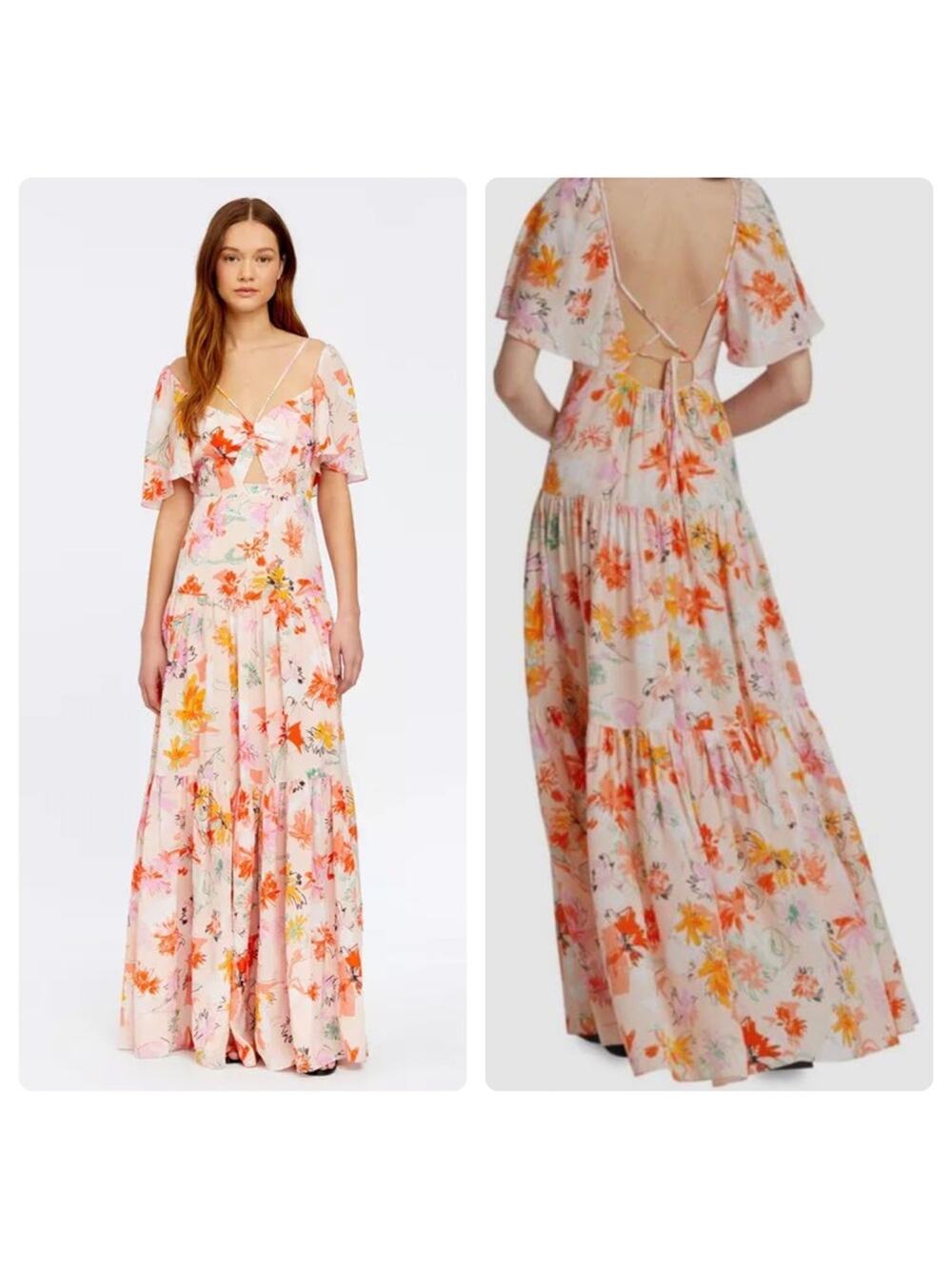 NEW Tanya Taylor Floral Silk Maxi Dress Pink